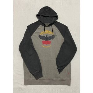 Levi Strauss & Co. Eagle Logo Hoodie Mens XL Gray Black Raglan‎ Sweatshirt